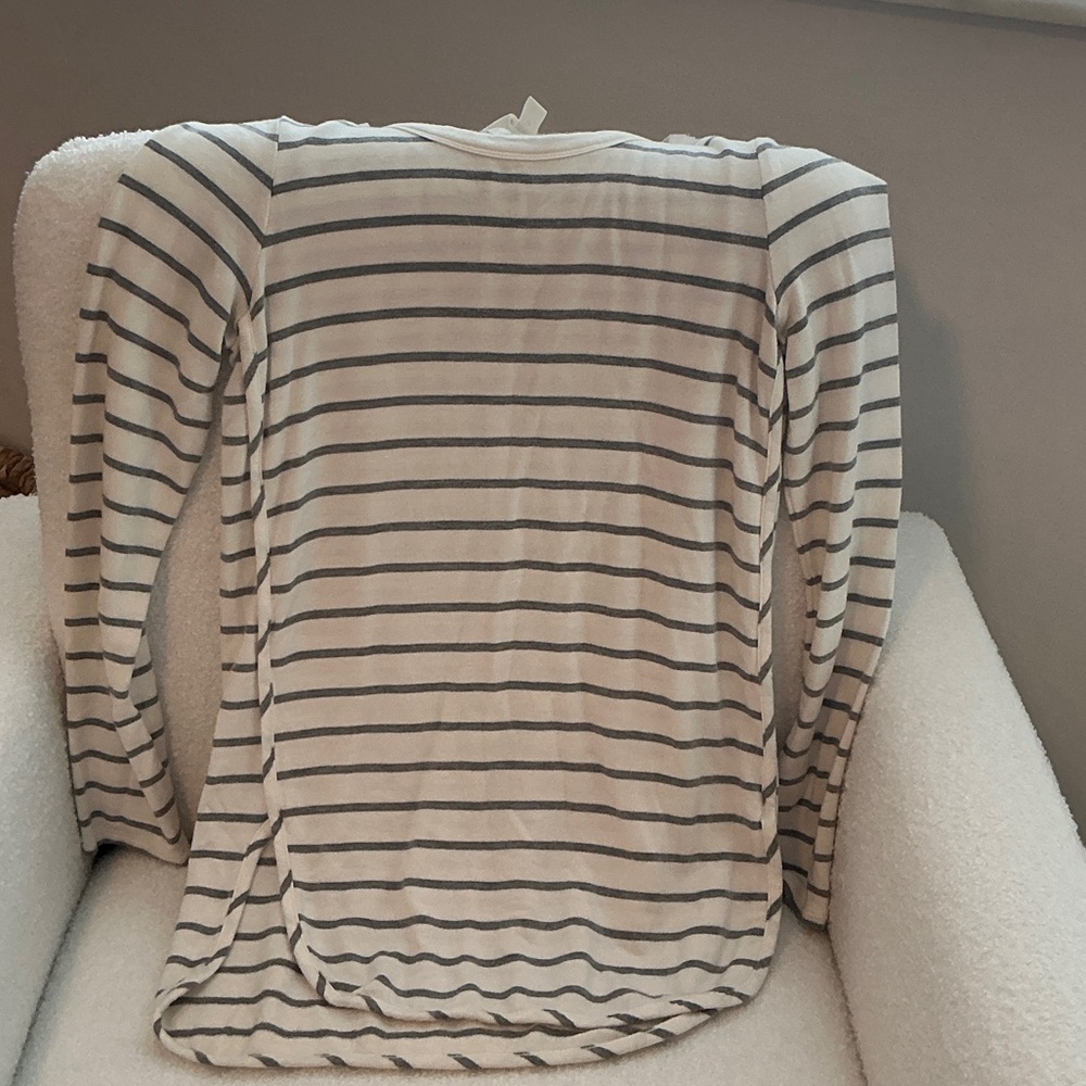 Market & Spruce Navy and White Striped Long Sleeve Tee